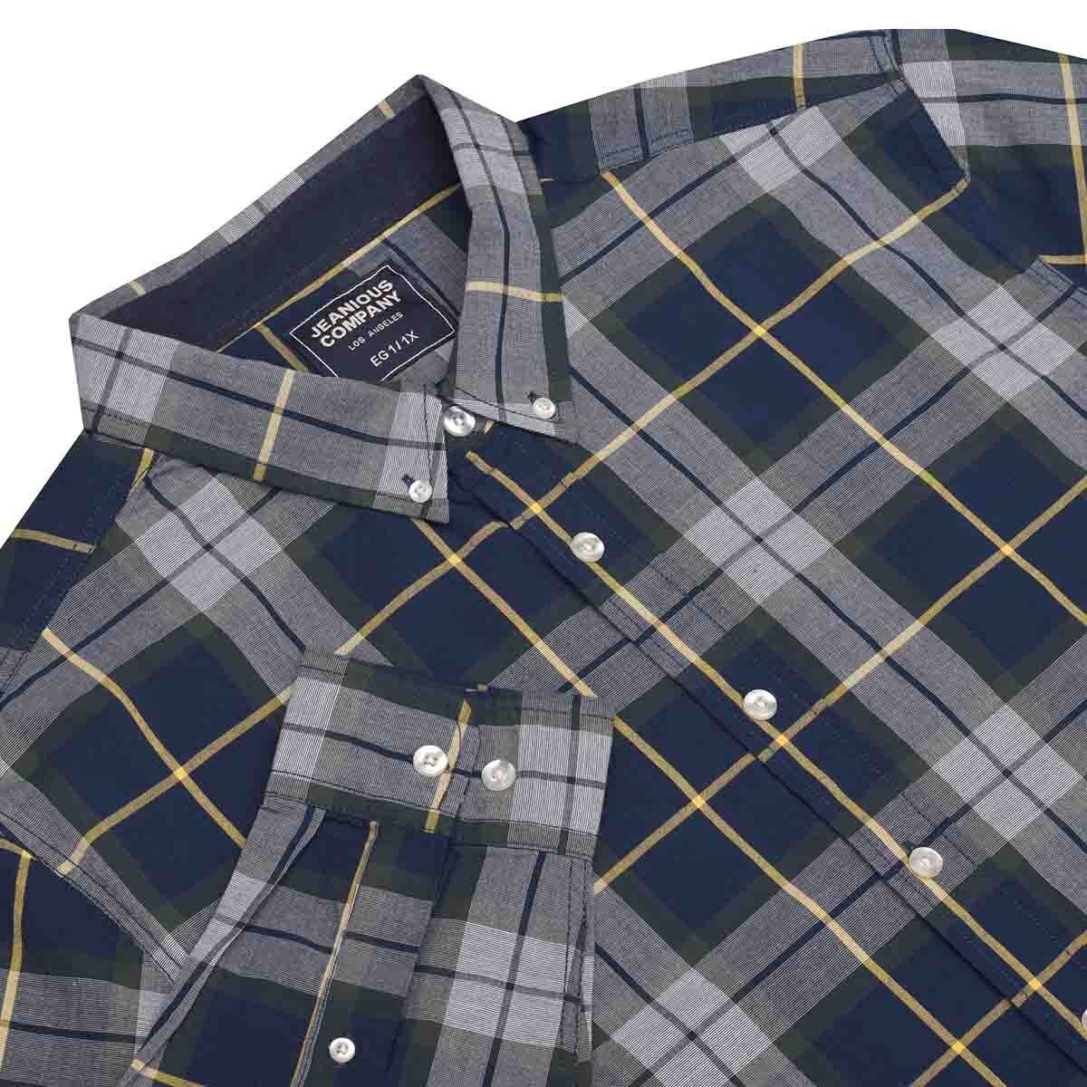 Camisa Manga Larga a Cuadros Color Verde Combinado Jeanious para Caballero