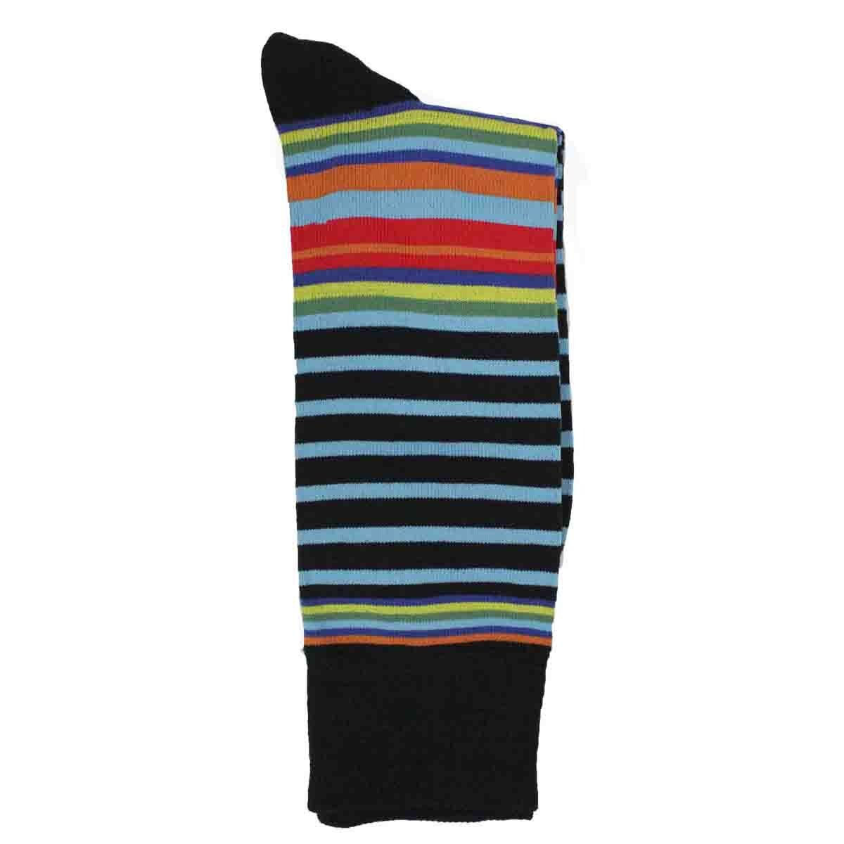Calcetín de Vestir para Caballero Color Negro con Rayas Multicolor Pierre Cardin