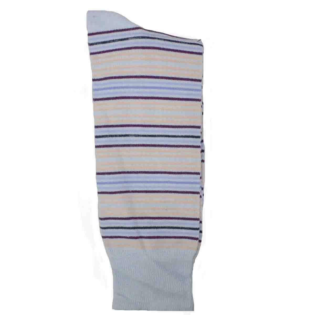 Calcetín de Vestir para Caballero Color Azul Claro con Rayas Multicolor Pierre Cardin
