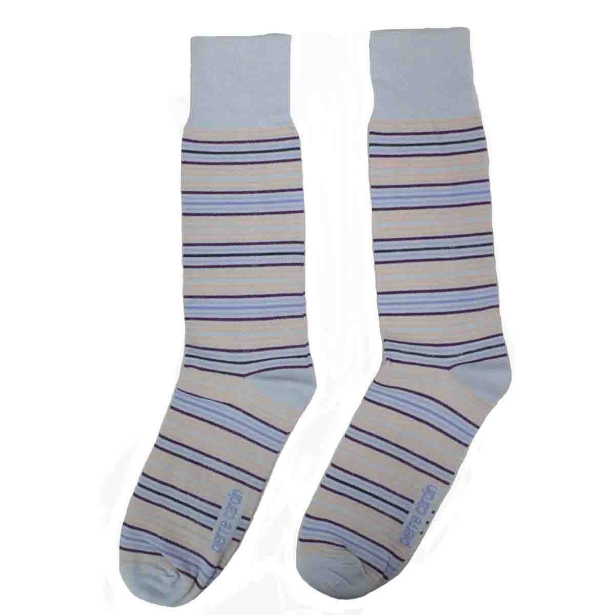 Calcetín de Vestir para Caballero Color Azul Claro con Rayas Multicolor Pierre Cardin