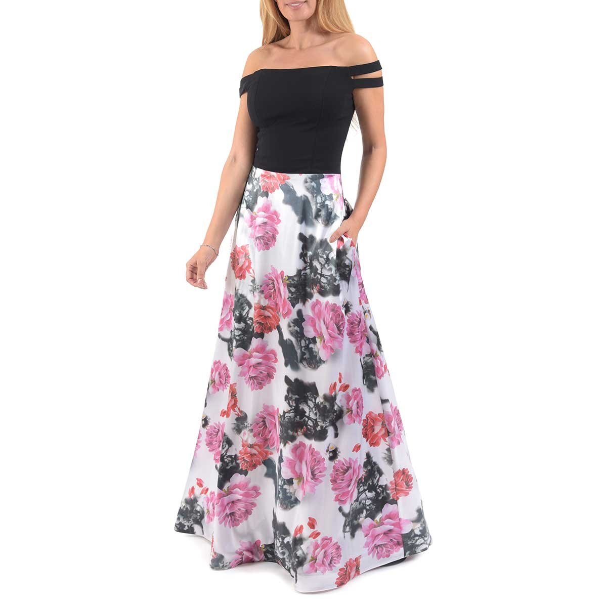 Vestido off Shoulder Falda Estampada Nikki Italy