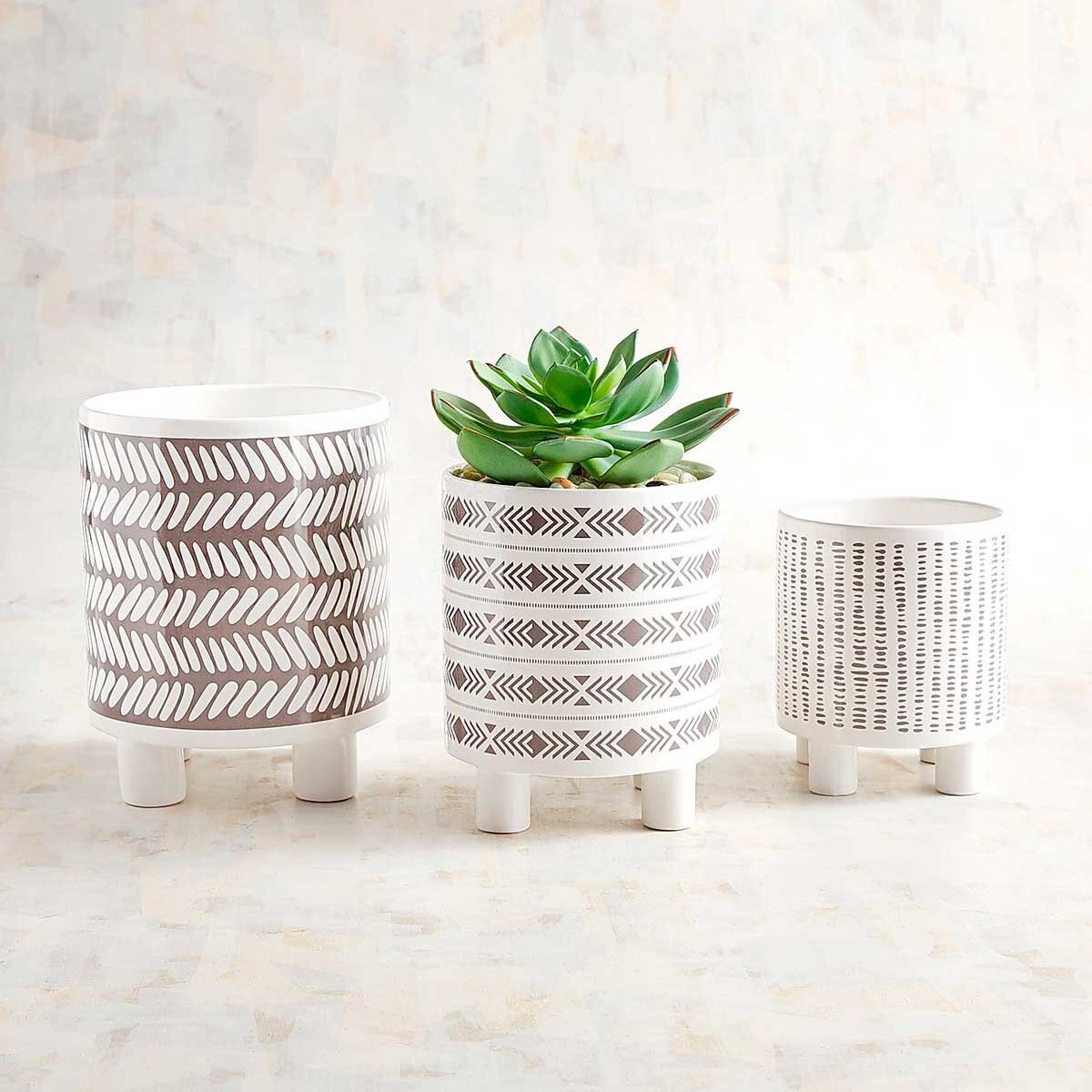 Set de 3 Macetas Gray & White Stackable Pier 1 Imports