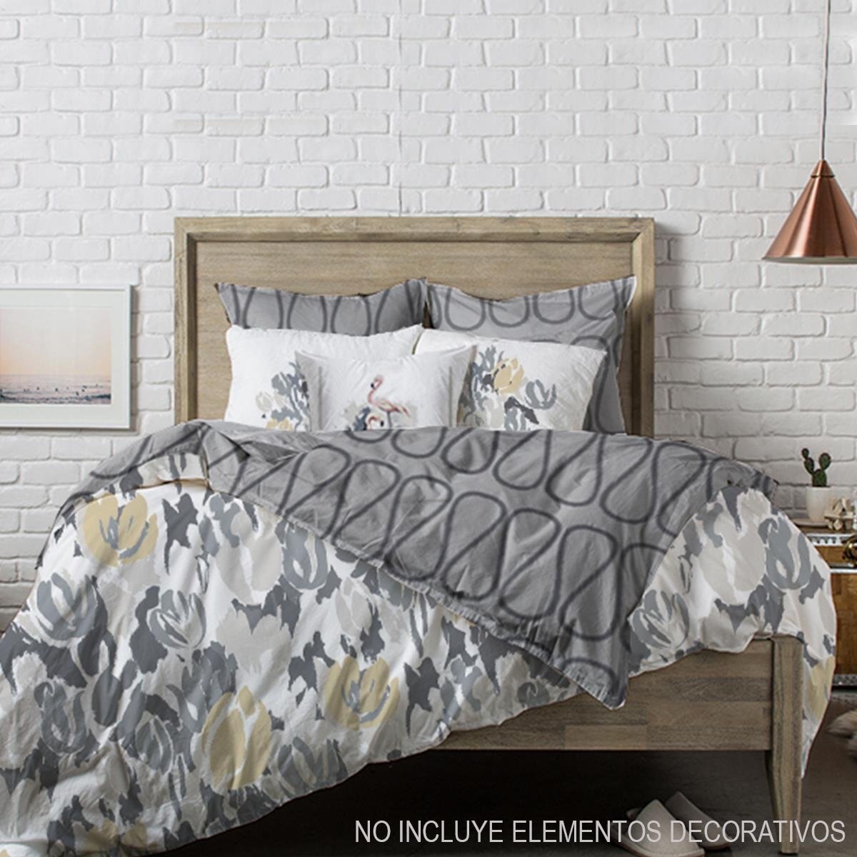 Paquete de Cama Tulip Gris Home Nature - Matrimonial/queen Size