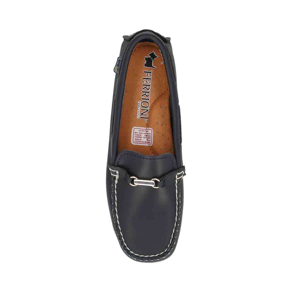 Mocasin Guante con Herraje Color Azul Marino Ferrioni