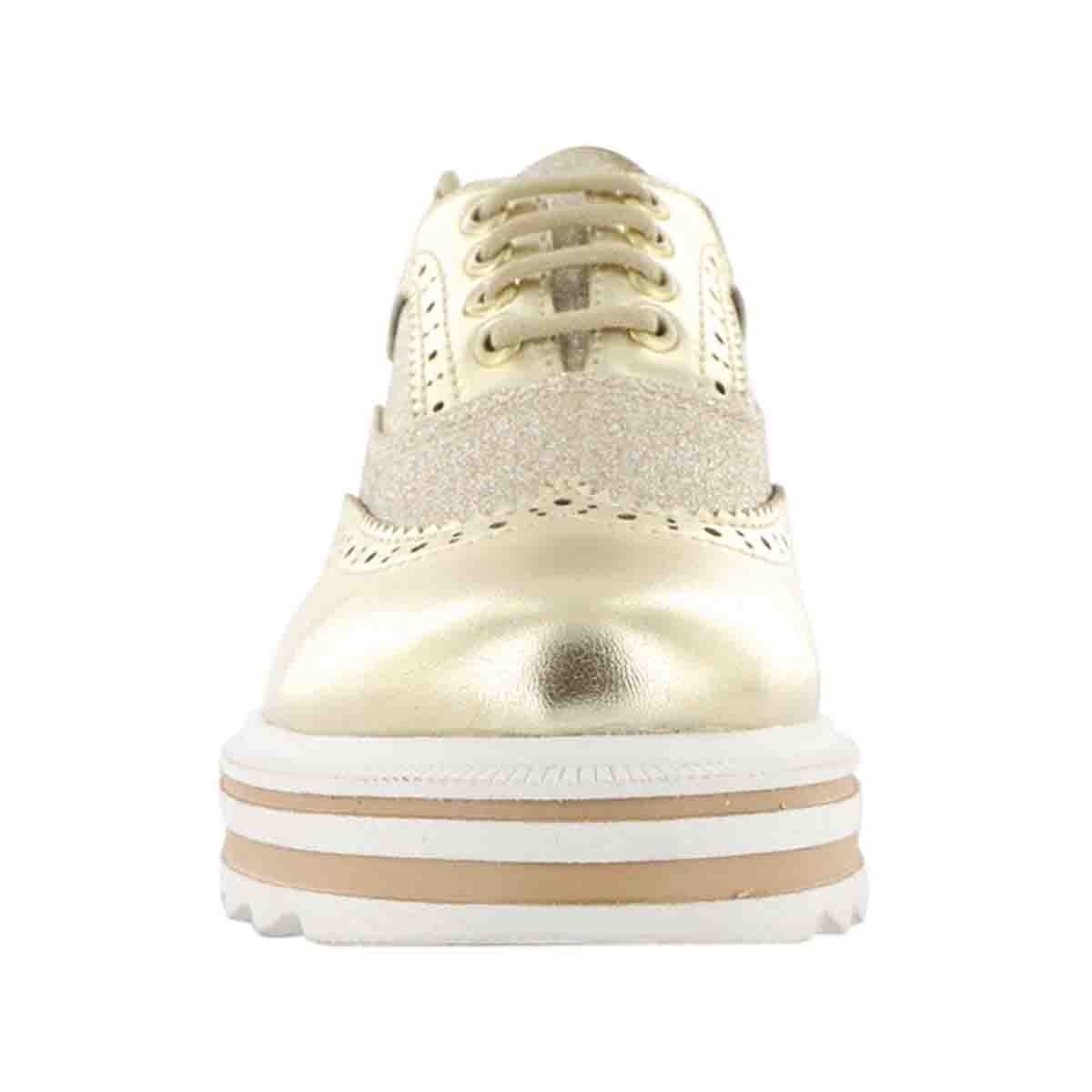 Zapato de Plataforma Color Oro Bostoniano Bambino