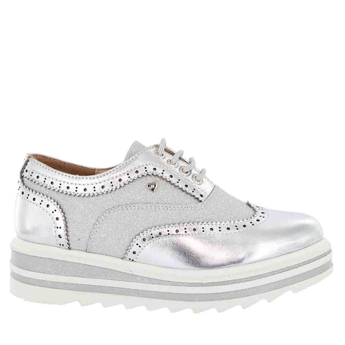 Zapato de Plataforma Color Plata Bostoniano Bambino