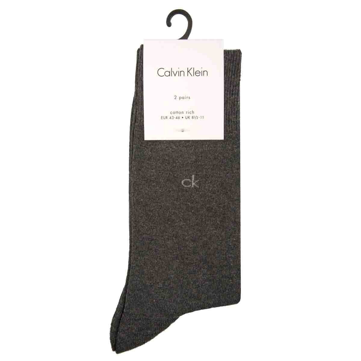 Pack2 de Calcetines Lisos Color Grafito Calvin Klein para Caballero