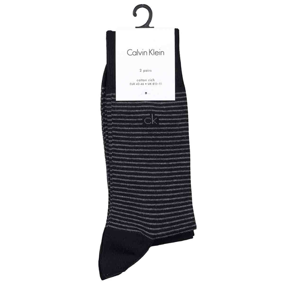 Pack2 de Calcetines Rayado y Liso Negro Combinado Calvin Klein para Caballero