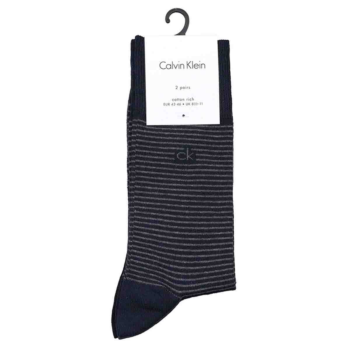 Pack2 de Calcetines Rayado y Liso Azul Combinado Calvin Klein para Caballero