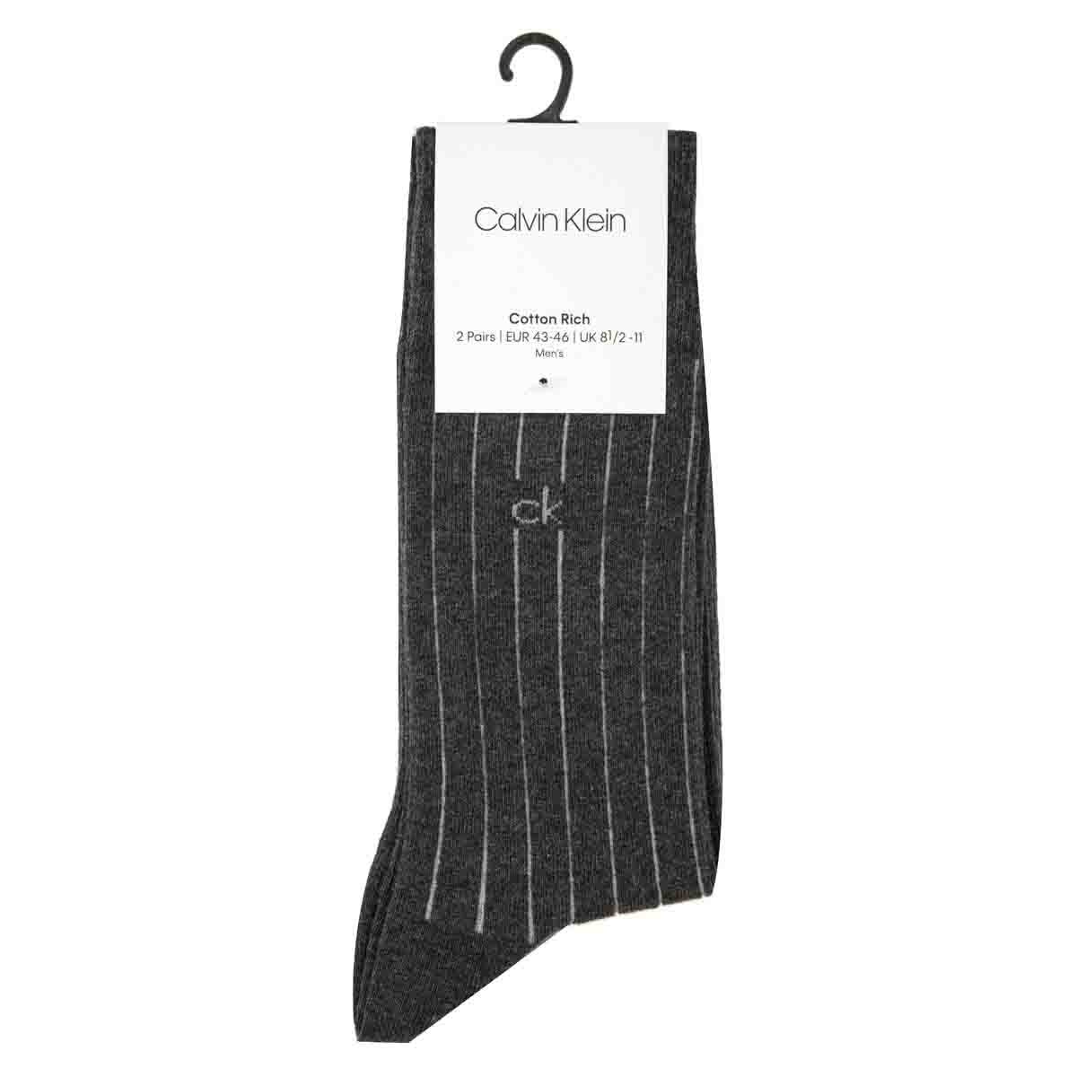 Pack2 de Calcetines a Rayas y Liso con Detalle Grafito Calvin Klein para Caballero