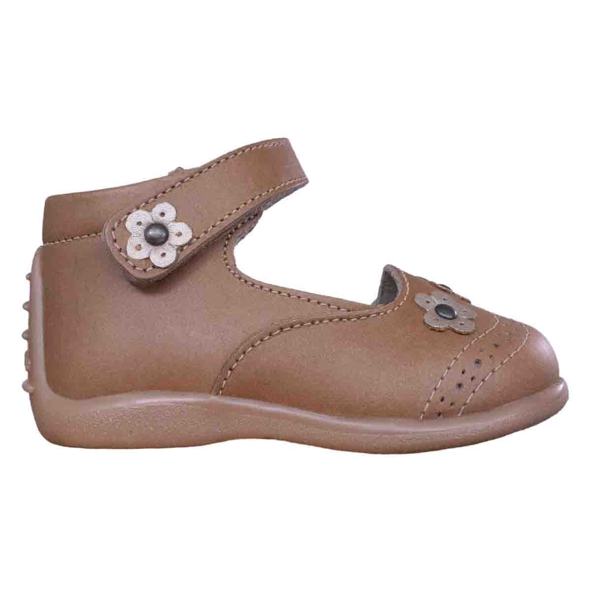Zapato Mary Janne Flores Color Caki Andanenes para Niña