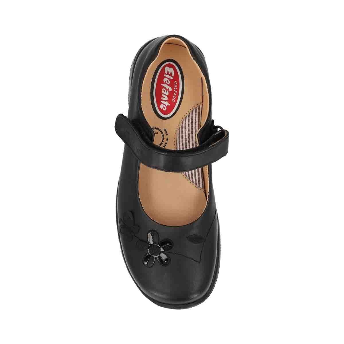 Zapato Escolar con Velcro y Flores Elefante para Niña