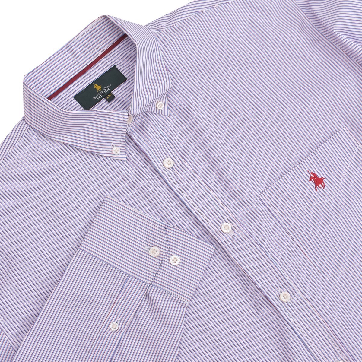 Camisa Manga Larga a Rayas Color Rojo Polo Club