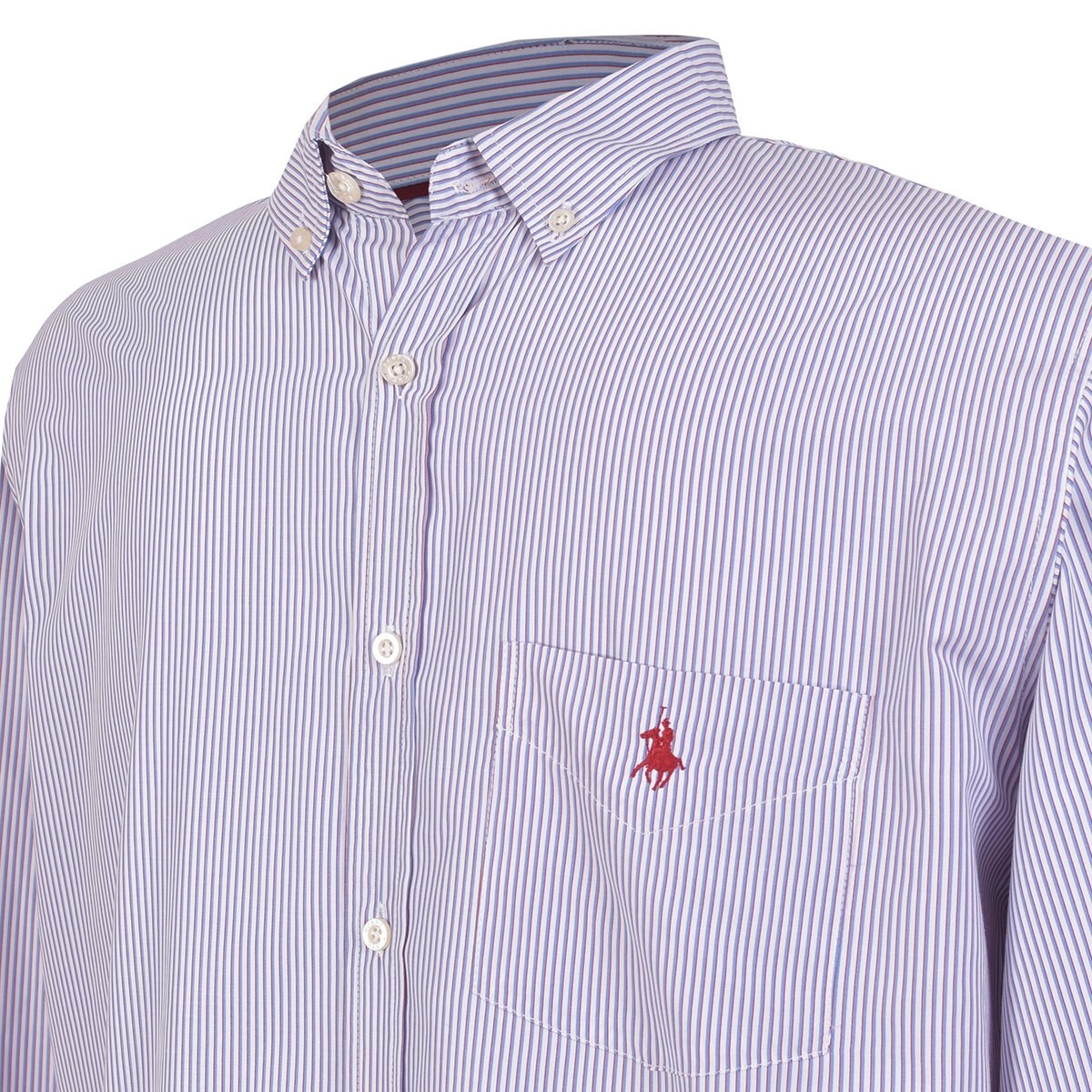 Camisa Manga Larga a Rayas Color Rojo Polo Club