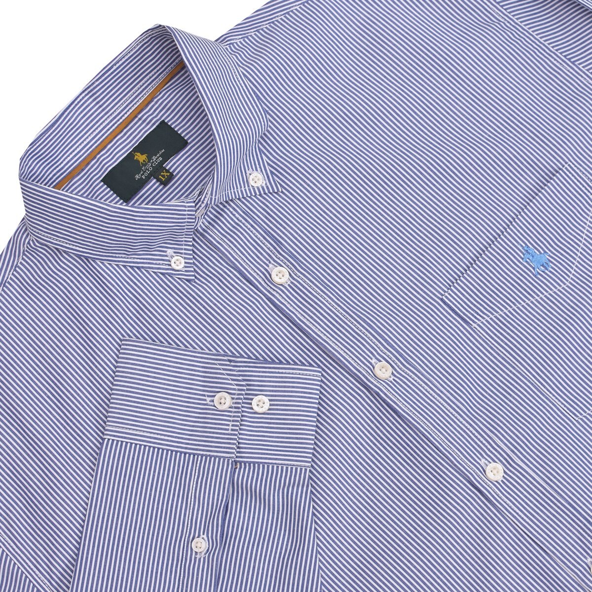 Camisa Manga Larga a Rayas Color Azul Polo Club