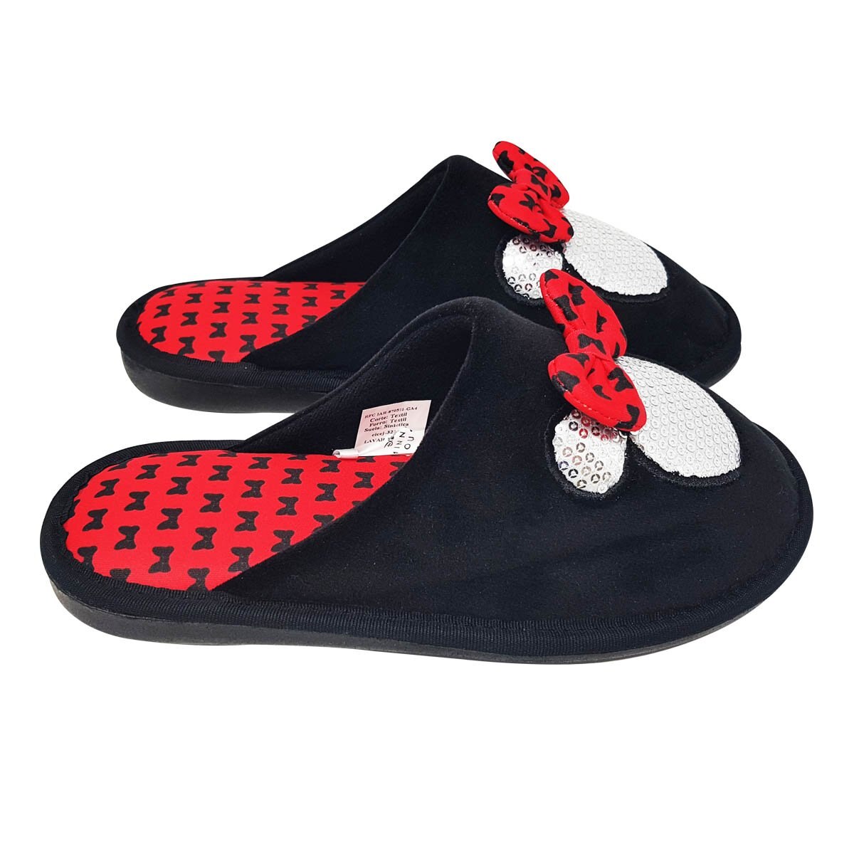 Pantufla con Moño y Lentejuela de Minnie Arra