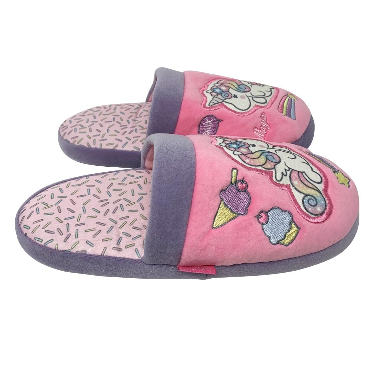 Pantufla Bordada Unicornio Onix Rosa Arra