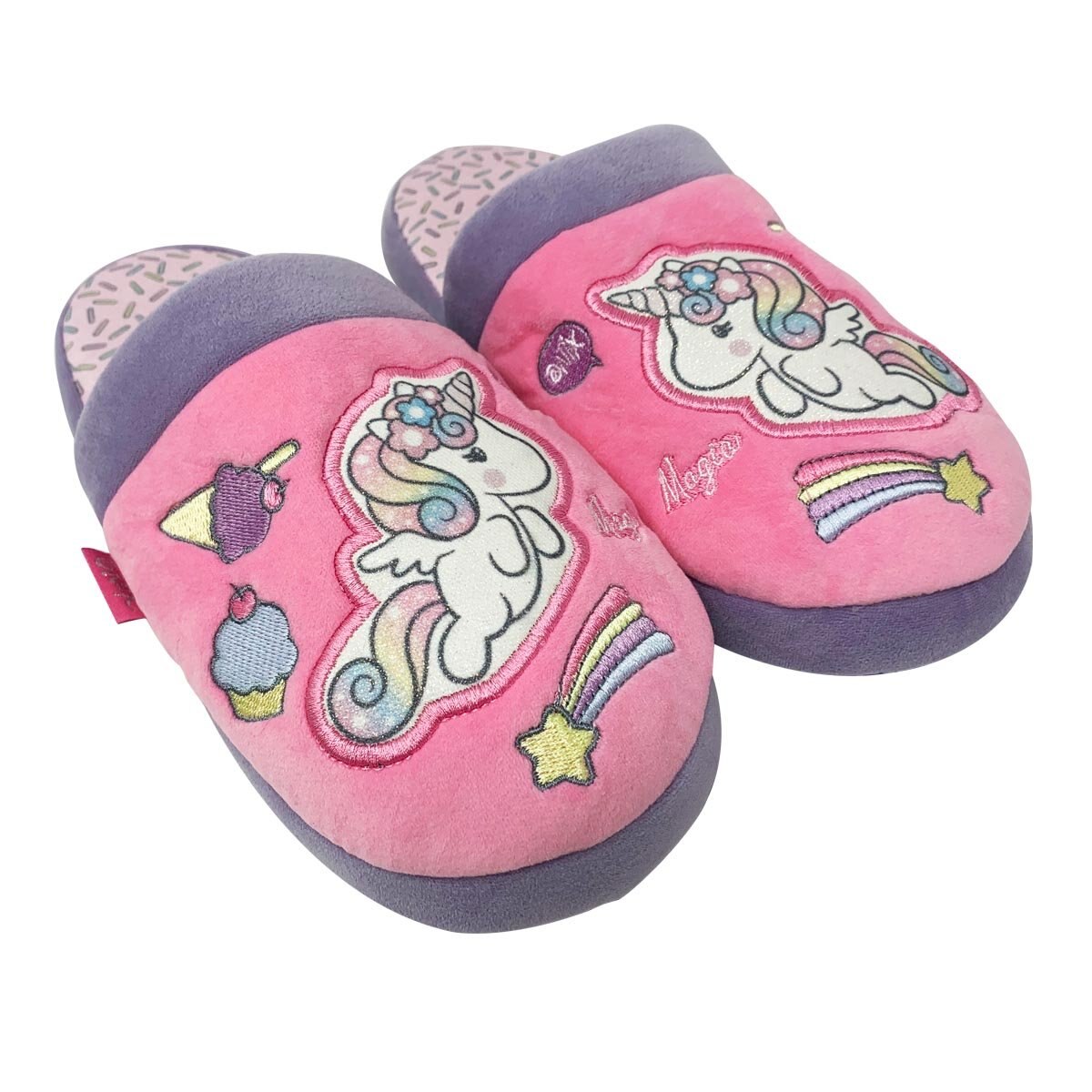 Pantufla Bordada Unicornio Onix Rosa Arra