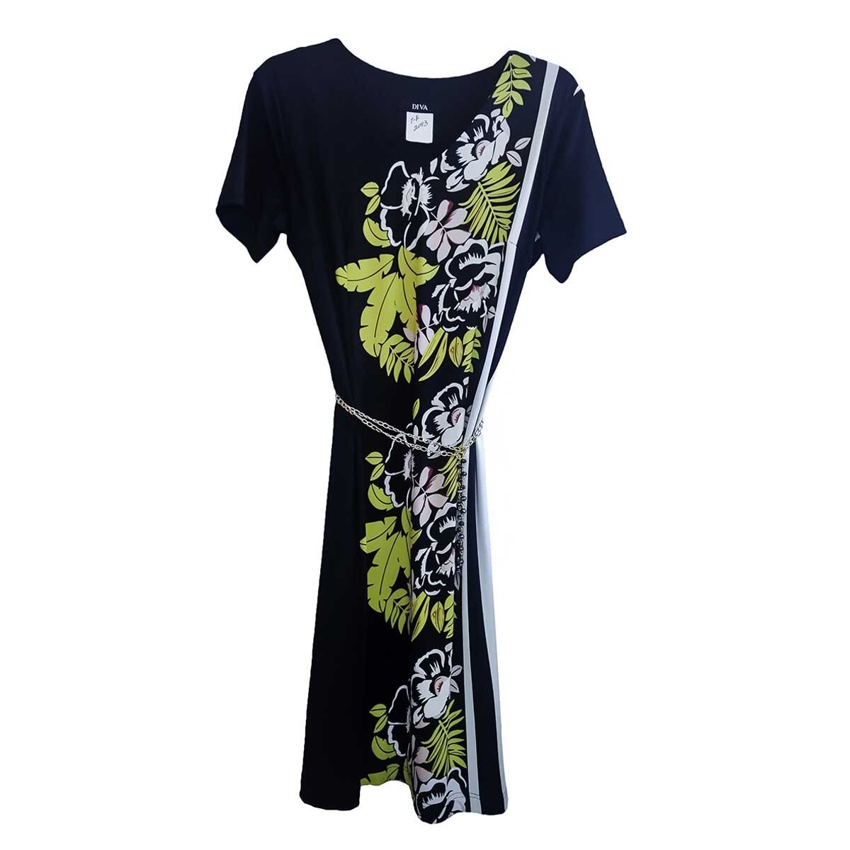 Vestido Estampado de Manga Corta Diva para Dama
