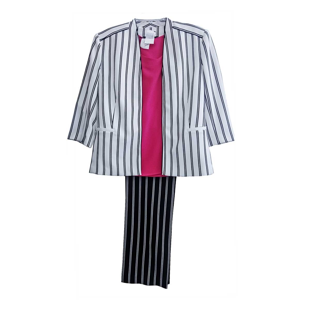 Conjunto 3 Piezas Saco Rayas Pantalón Y Top Diva