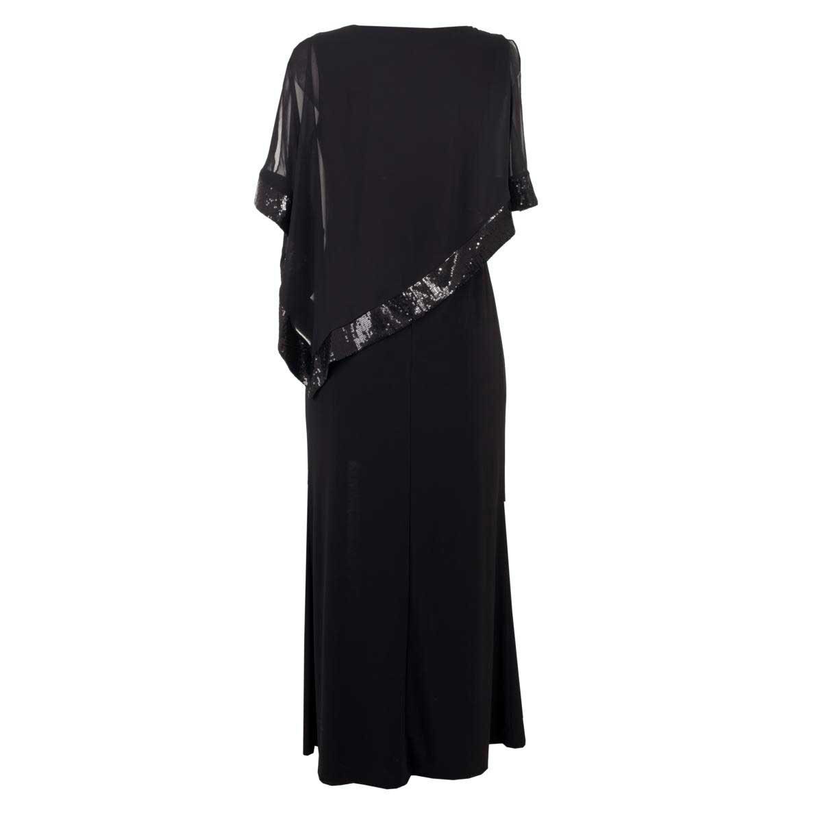 Vestido Largo Plus con Capa de Lentejuelas Aramta