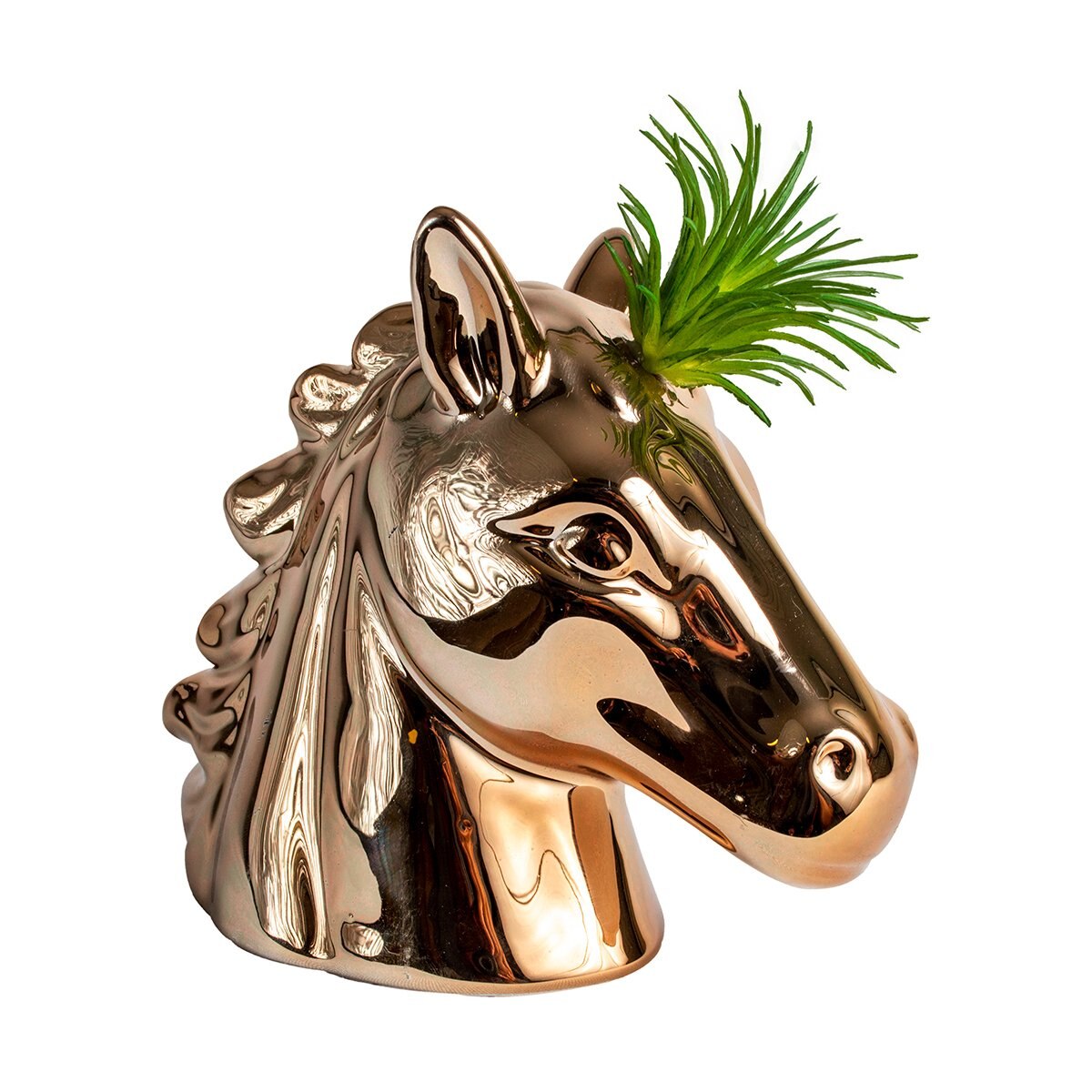 Home Nature Planta Decorativa Base Unicornio de Cerámica