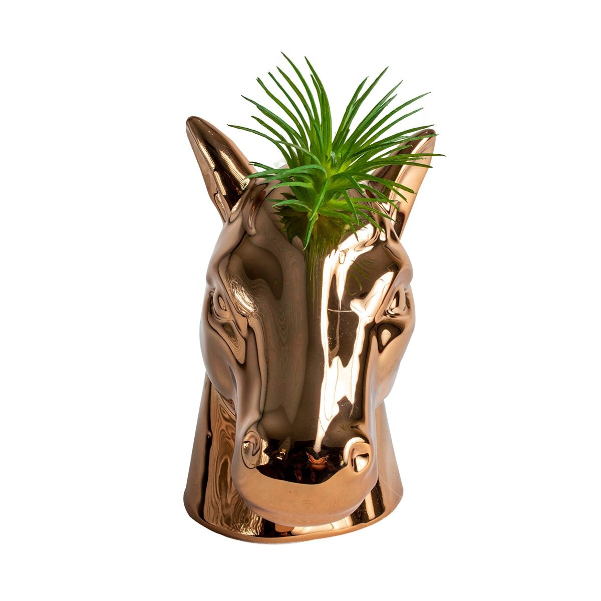 Home Nature Planta Decorativa Base Unicornio de Cerámica