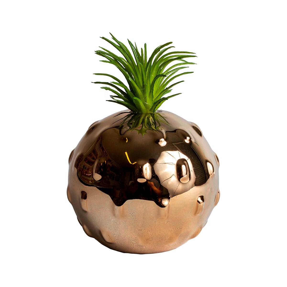 Home Nature Planta Decorativo con Base de Cerámica Bola Metálico