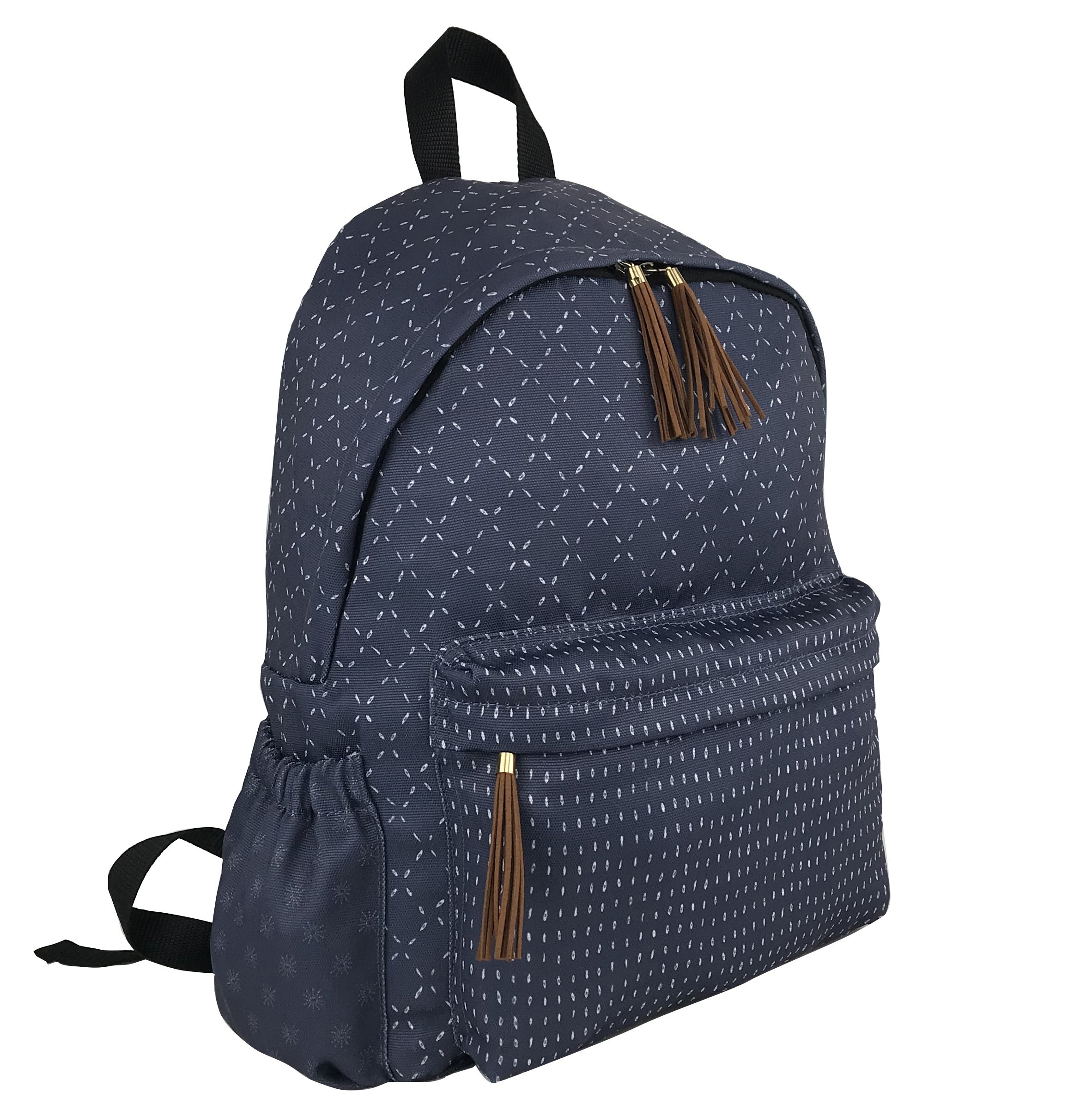 Mochila con Borlas Cafés Azul Marino Nuovo