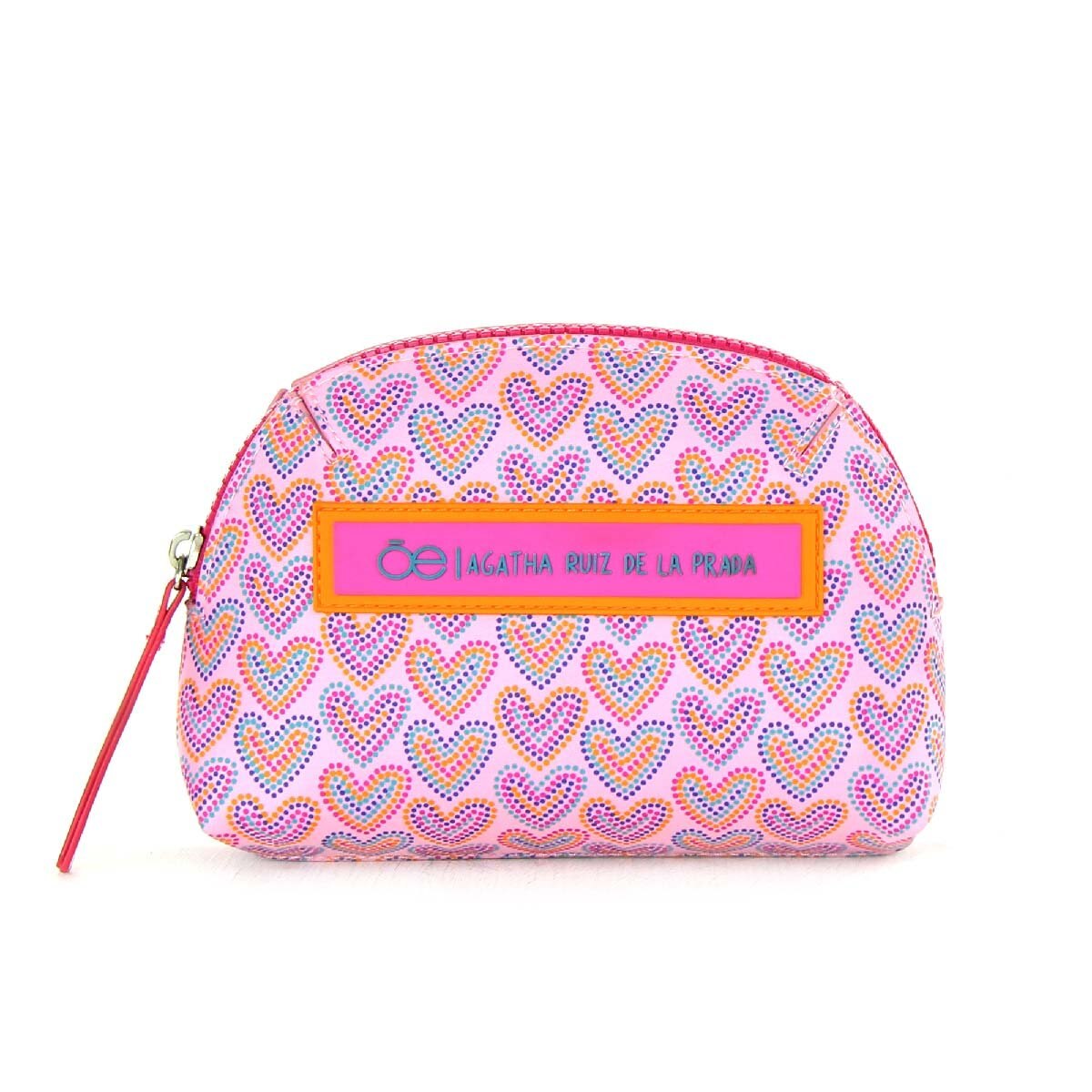 Cosmetiquera con Print de Corazones Rosa Cloe
