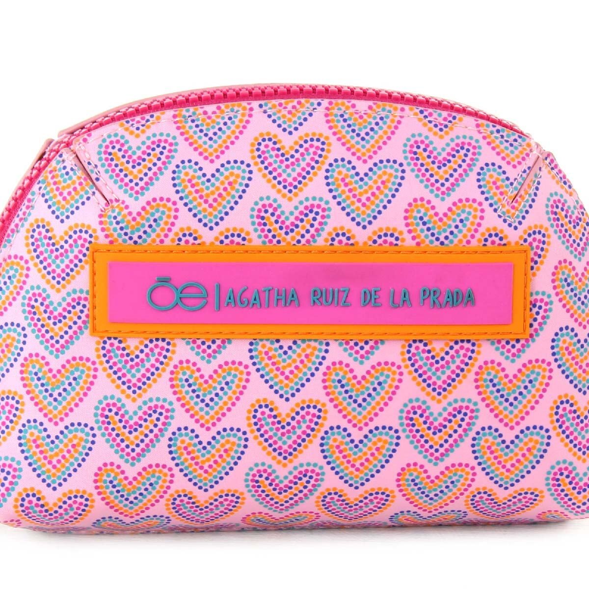 Cosmetiquera con Print de Corazones Rosa Cloe