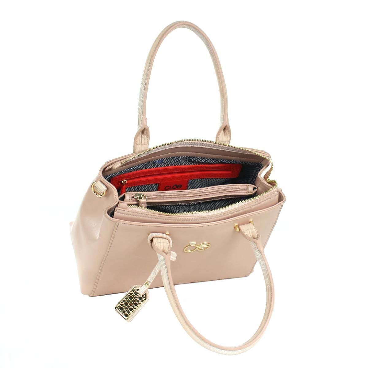 Bolso Satchel con Placa Rosa Cloe