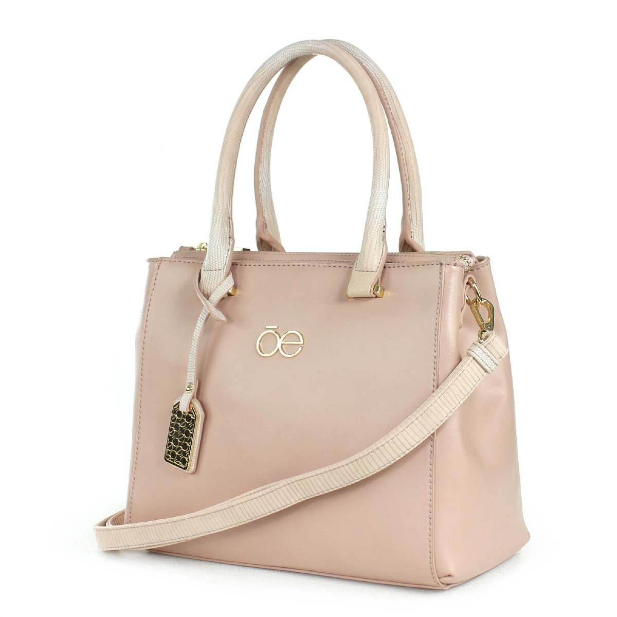 Bolso Satchel con Placa Rosa Cloe