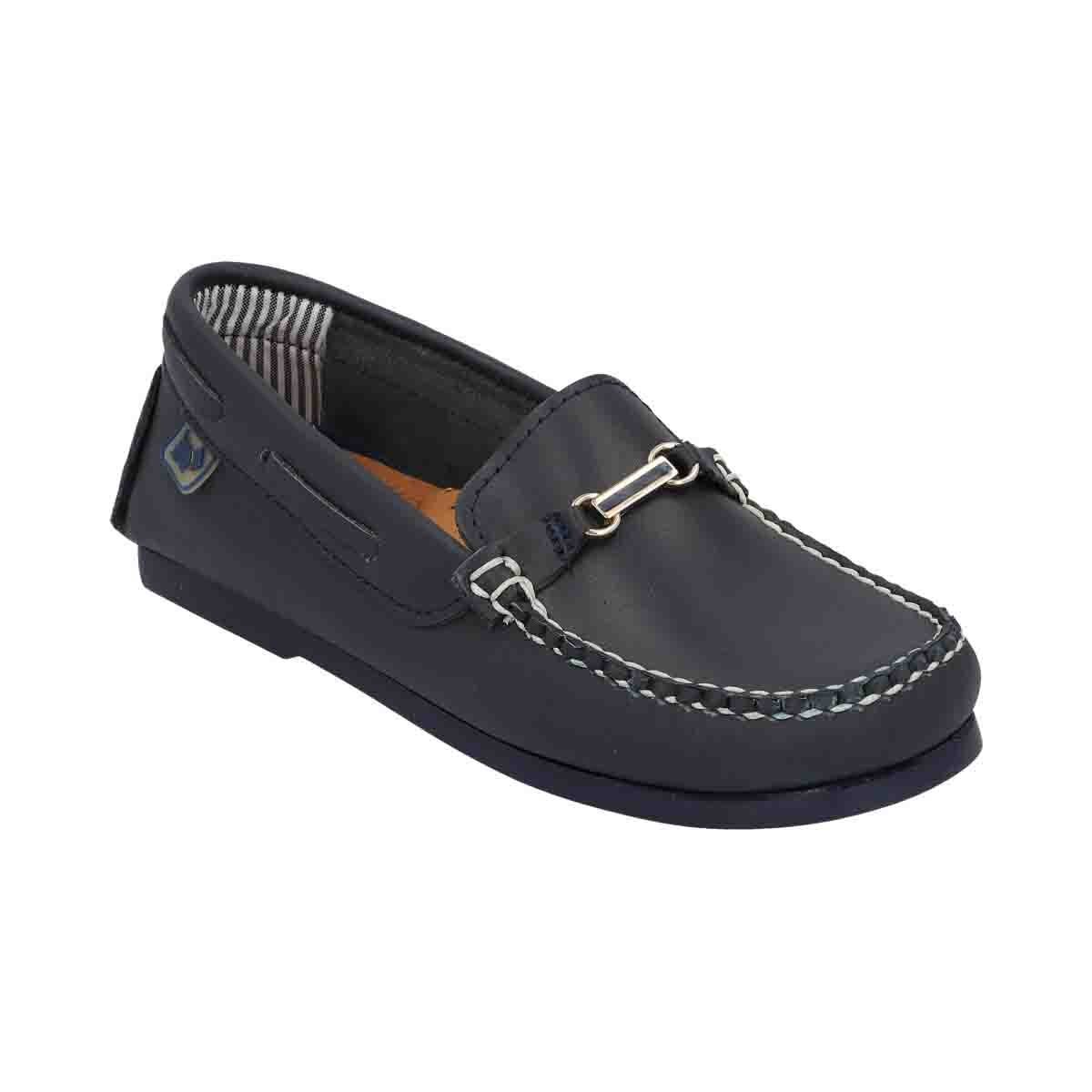 Mocasin Guante con Herraje Color Azul Marino Ferrioni