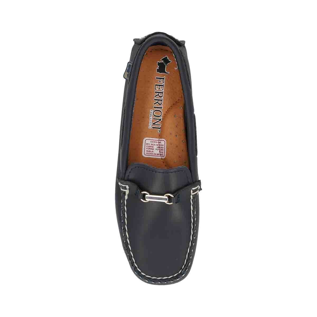 Mocasin Guante con Herraje Color Azul Marino Ferrioni