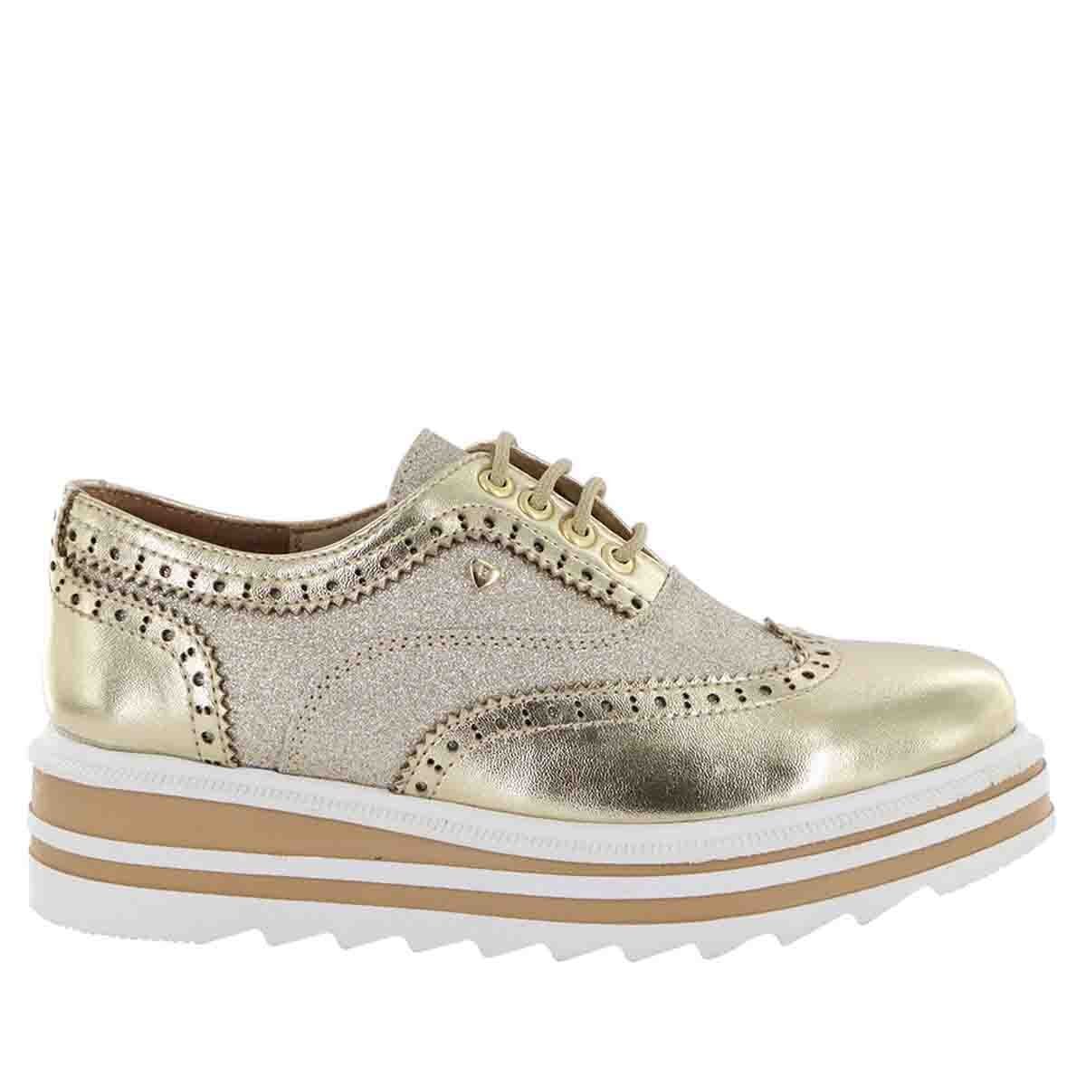 Zapato de Plataforma Color Oro Bostoniano Bambino