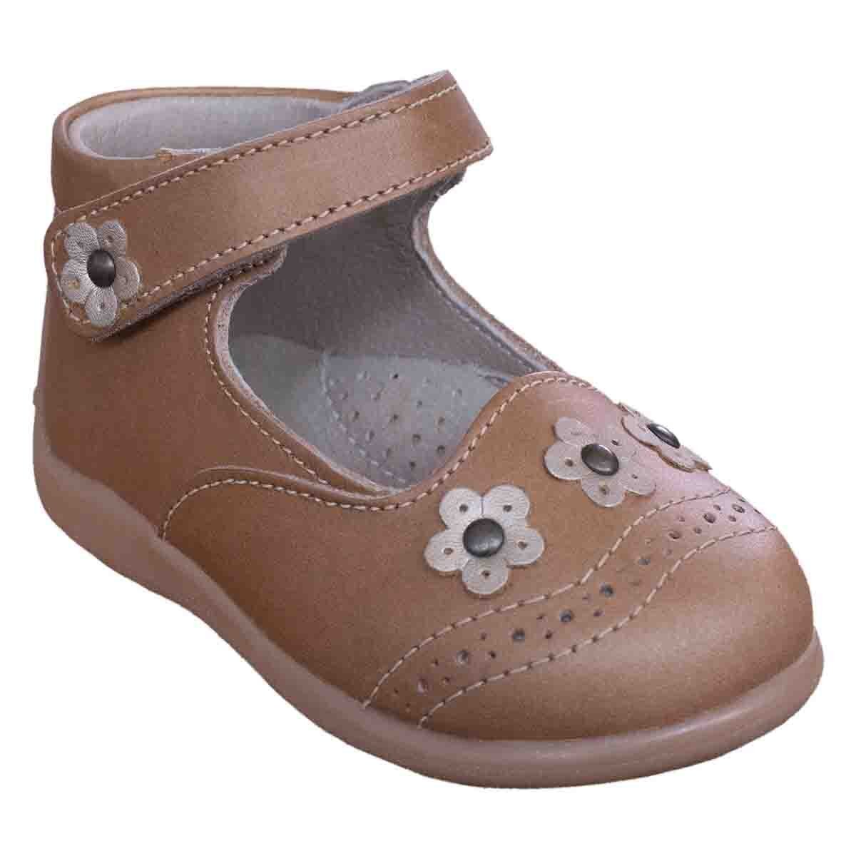 Zapato Mary Janne Flores Color Caki Andanenes para Niña