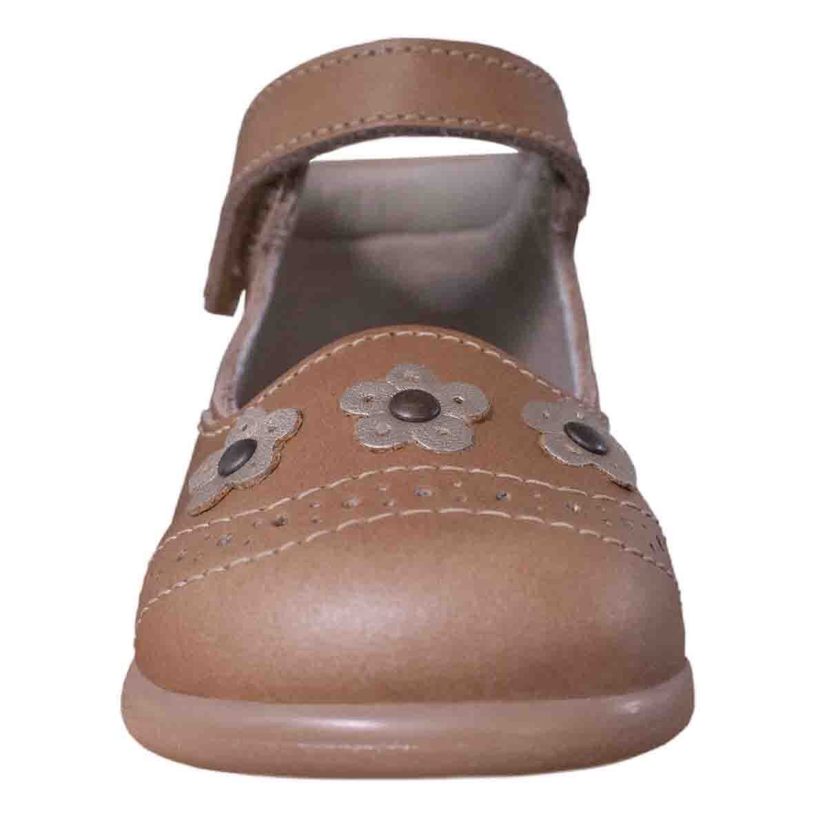 Zapato Mary Janne Flores Color Caki Andanenes para Niña