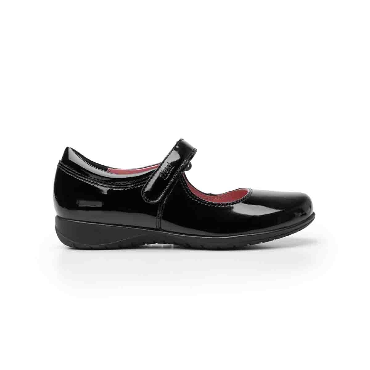 Zapato Escolar Color Charol Negro Flexi para Niña