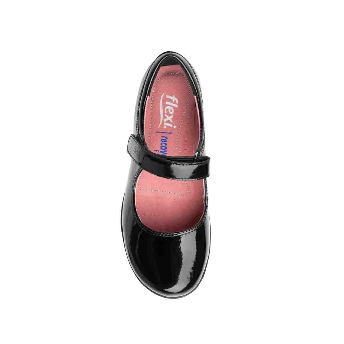 Zapato Escolar Color Charol Negro Flexi para Niña