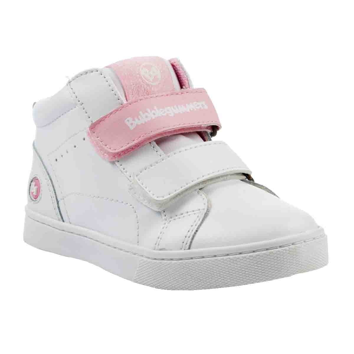 Tenis Bota Escolar Blanco con Rosa Bubble Gummers para Niña