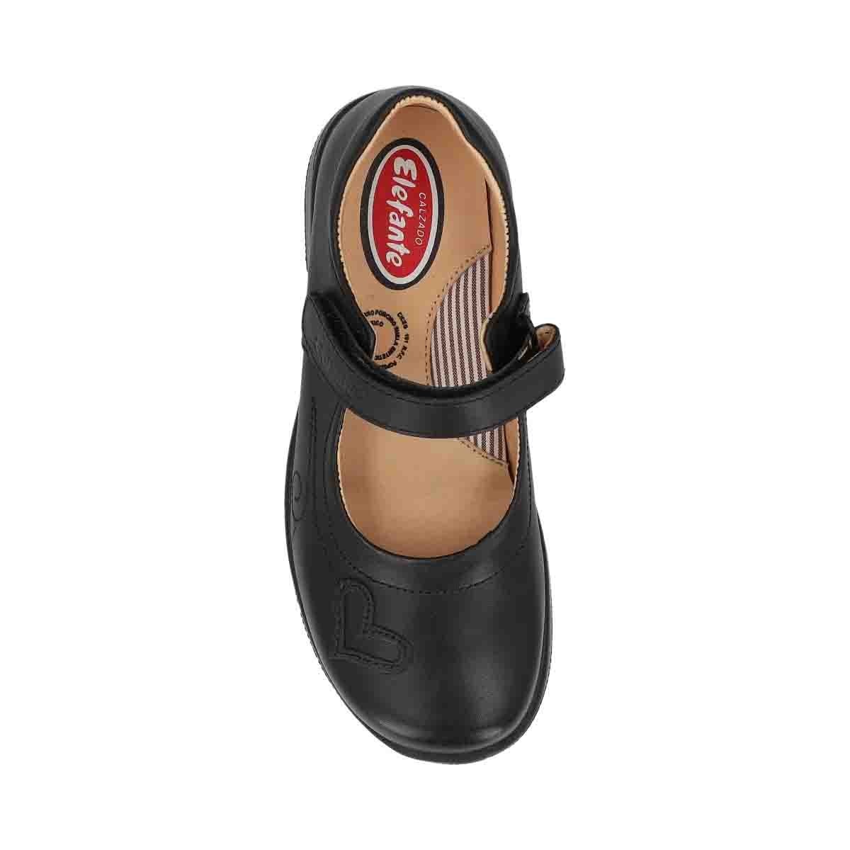 Zapato Escolar con Velcro y Corazón Elefante para Niña