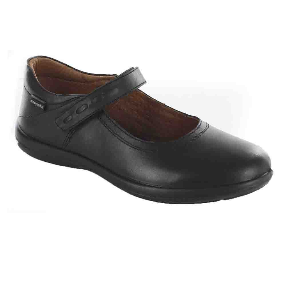 Balerina Escolar con Costura Y Velcro Color Negro Coqueta