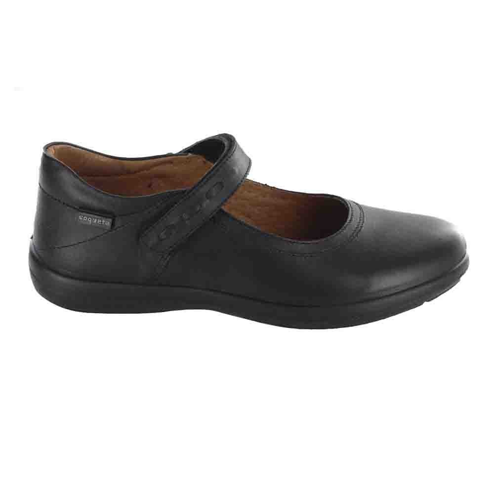 Balerina Escolar con Costura Y Velcro Color Negro Coqueta