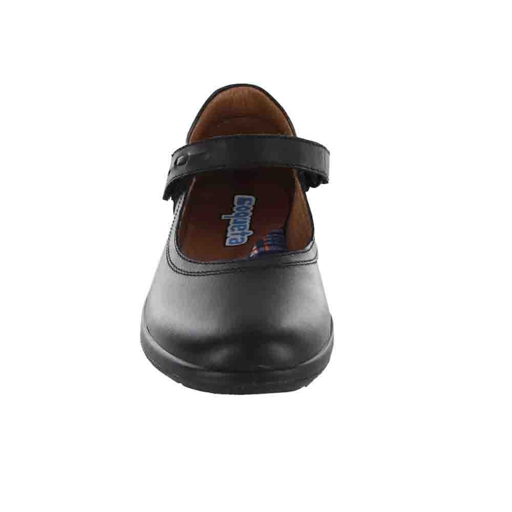 Balerina Escolar con Costura Y Velcro Color Negro Coqueta