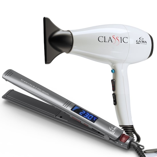 Combo Gama Secadora Classic White Plancha Alaciadora Elegance de