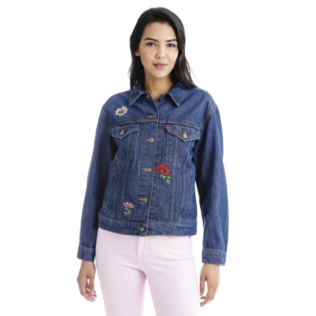 Chamarra levis best sale mezclilla borrega mujer