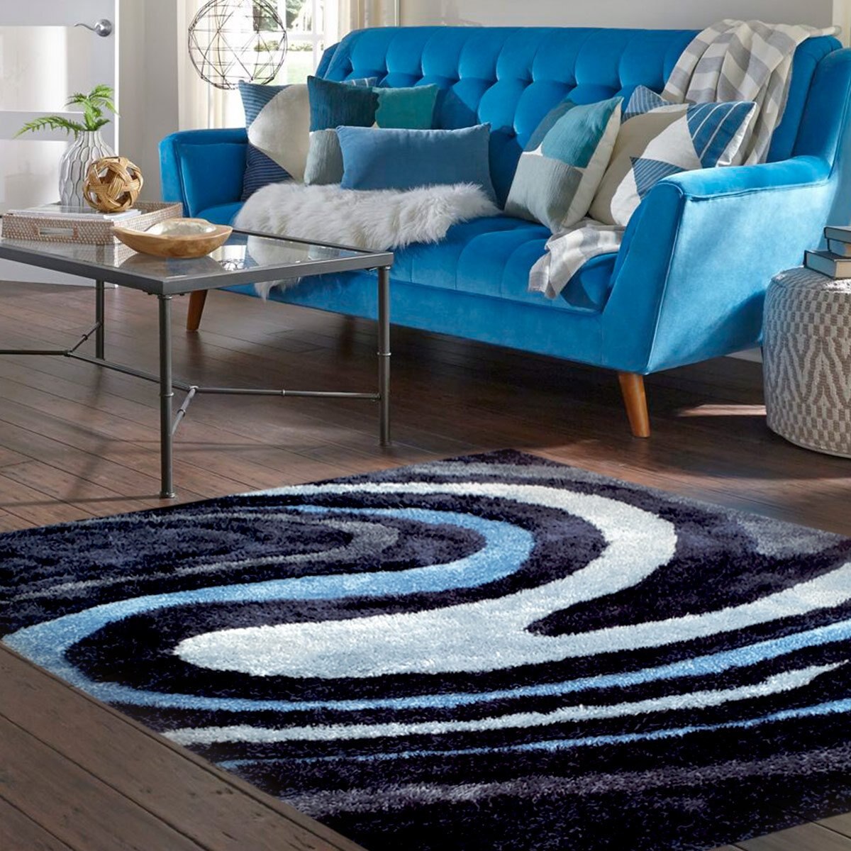 Tapete Decorativo Azul Caribea 180 X 240 Abbie Textiles
