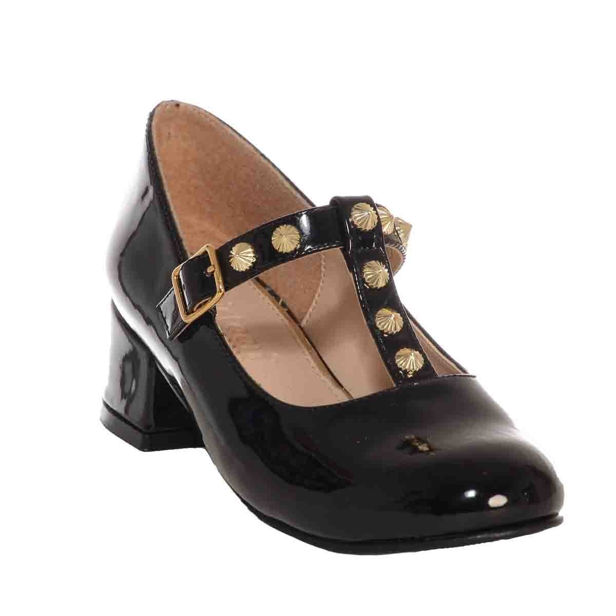 Zapatilla de Charol Negro con Estoperoles Cristeen