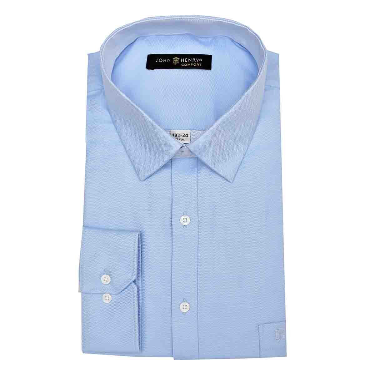 Camisa Manga Larga Azul Maquinilla John Henry para Caballero